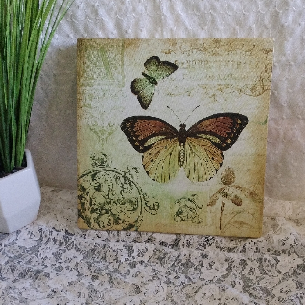 ⚜️ Vintage Style Butterfly 12 x 12  Canvas